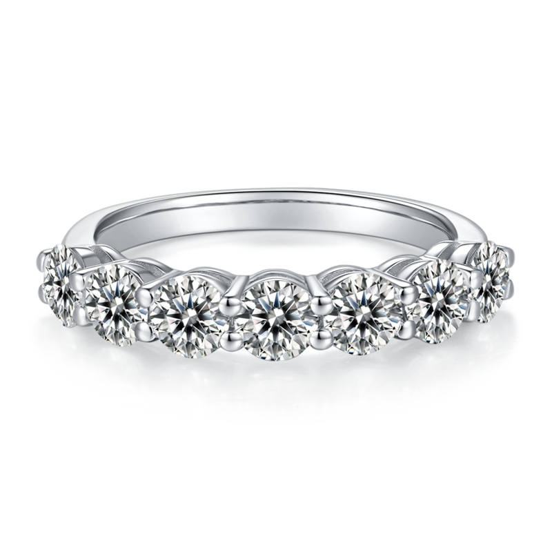 Circular S925 Silver Plated Platinum Moissanite Diamond Women's Ring 2.1 Carat D-Class